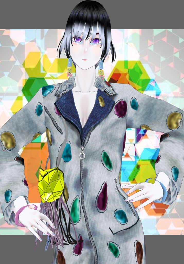 Denim Stone CyberPunk Dress Set