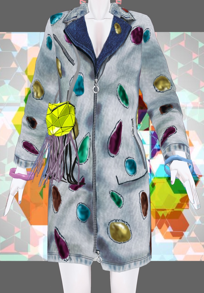 Denim Stone CyberPunk Dress Set