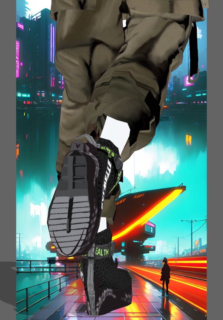 Tan Neon Hazardous Vintage Tech-wear Set