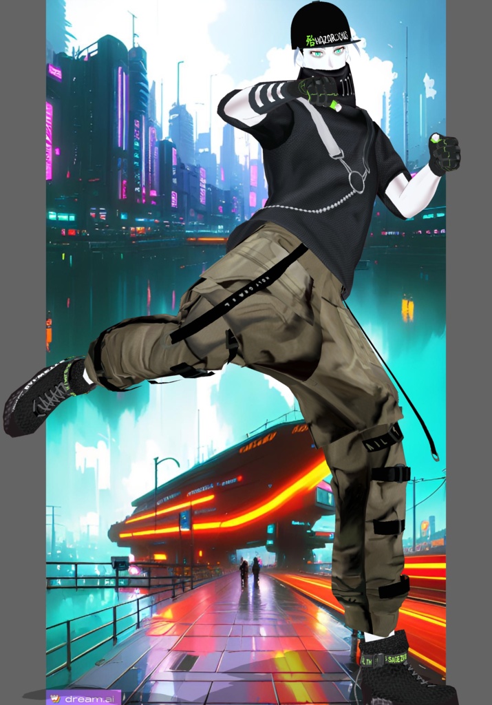 Tan Neon Hazardous Vintage Tech-wear Set