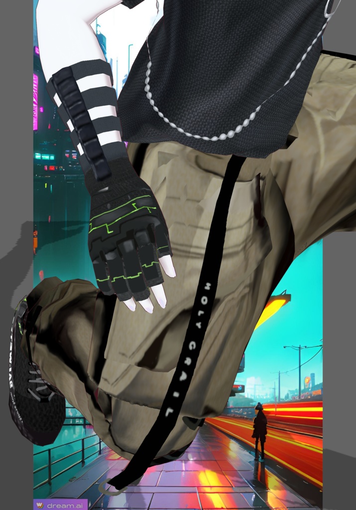 Tan Neon Hazardous Vintage Tech-wear Set