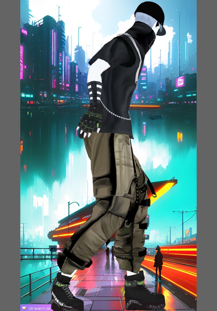 Tan Neon Hazardous Vintage Tech-wear Set