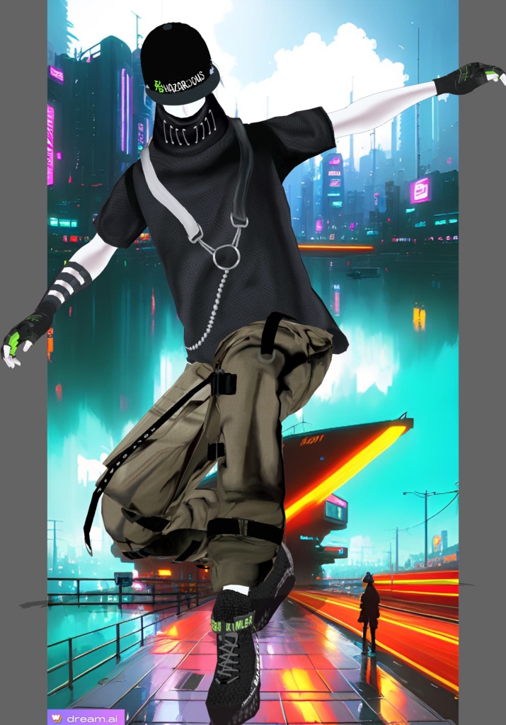 Tan Neon Hazardous Vintage Tech-wear Set