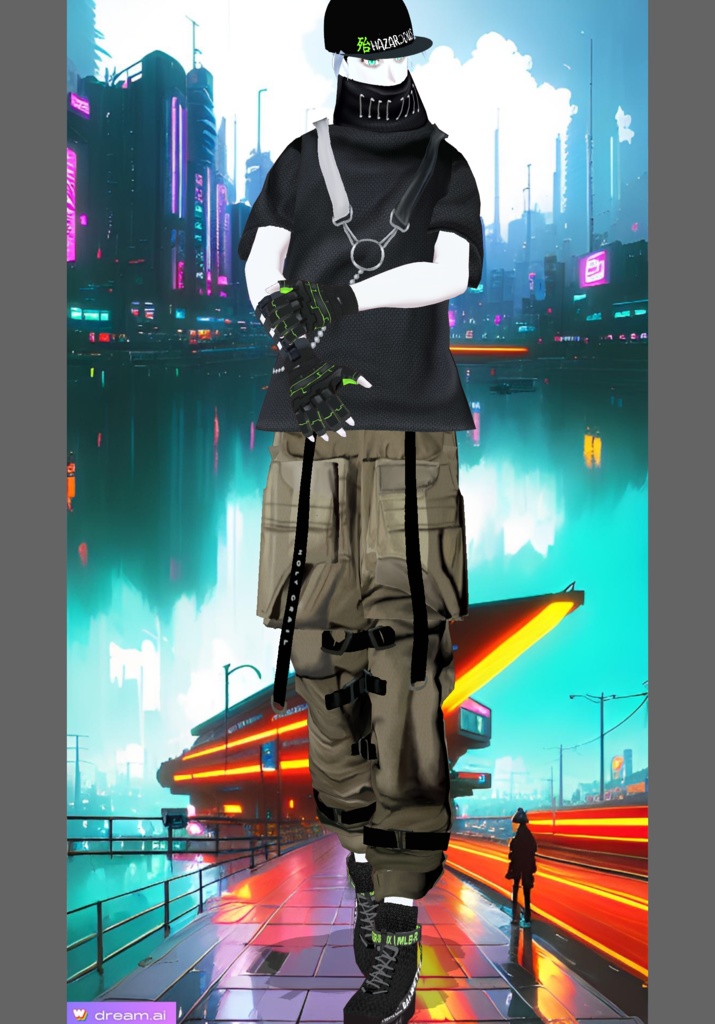 Tan Neon Hazardous Vintage Tech-wear Set