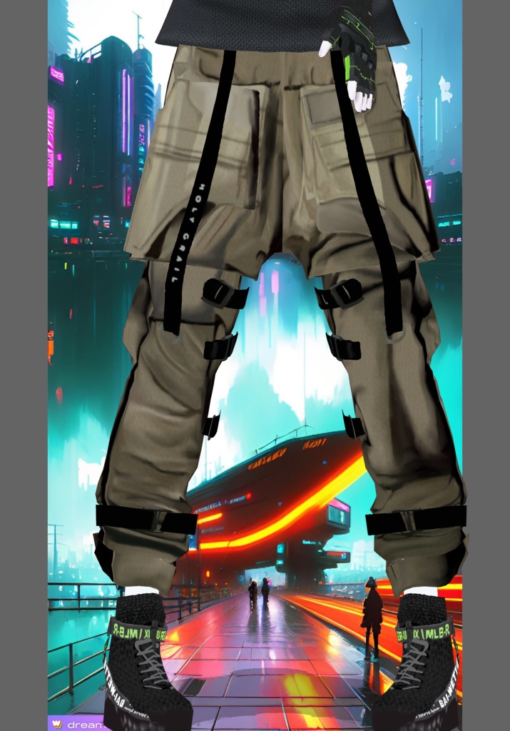 Tan Neon Hazardous Vintage Tech-wear Set