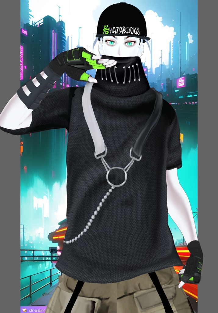 Tan Neon Hazardous Vintage Tech-wear Set