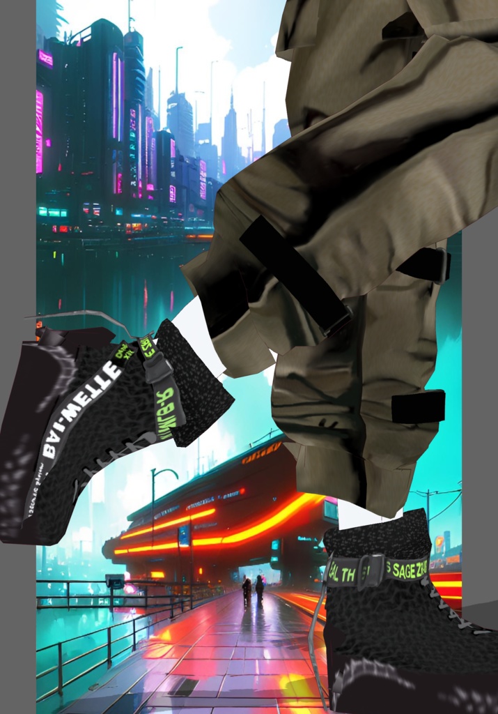 Tan Neon Hazardous Vintage Tech-wear Set