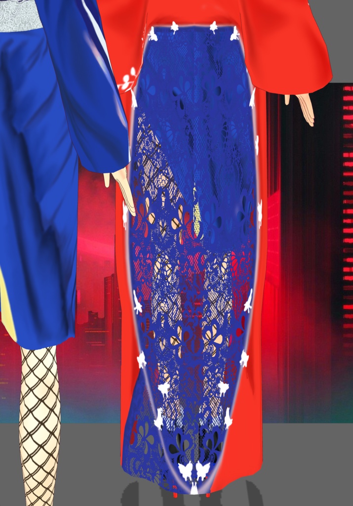 Electric Kimono Sarong Set Cyberpunk Kimono Set