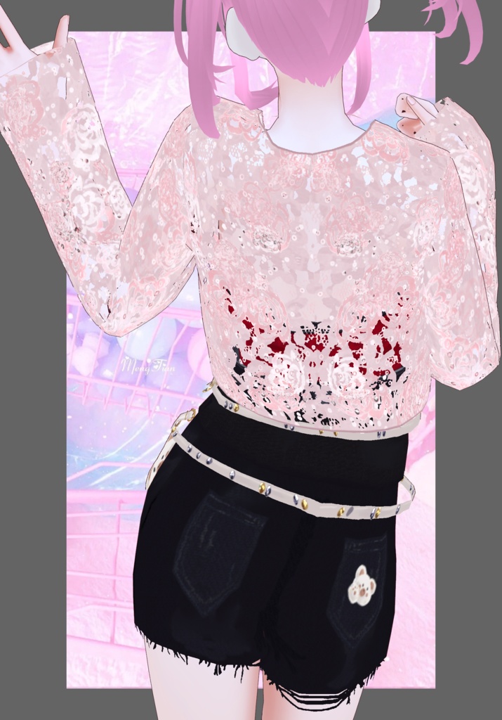 Pastel Pink Rose Lace Punkrock Set