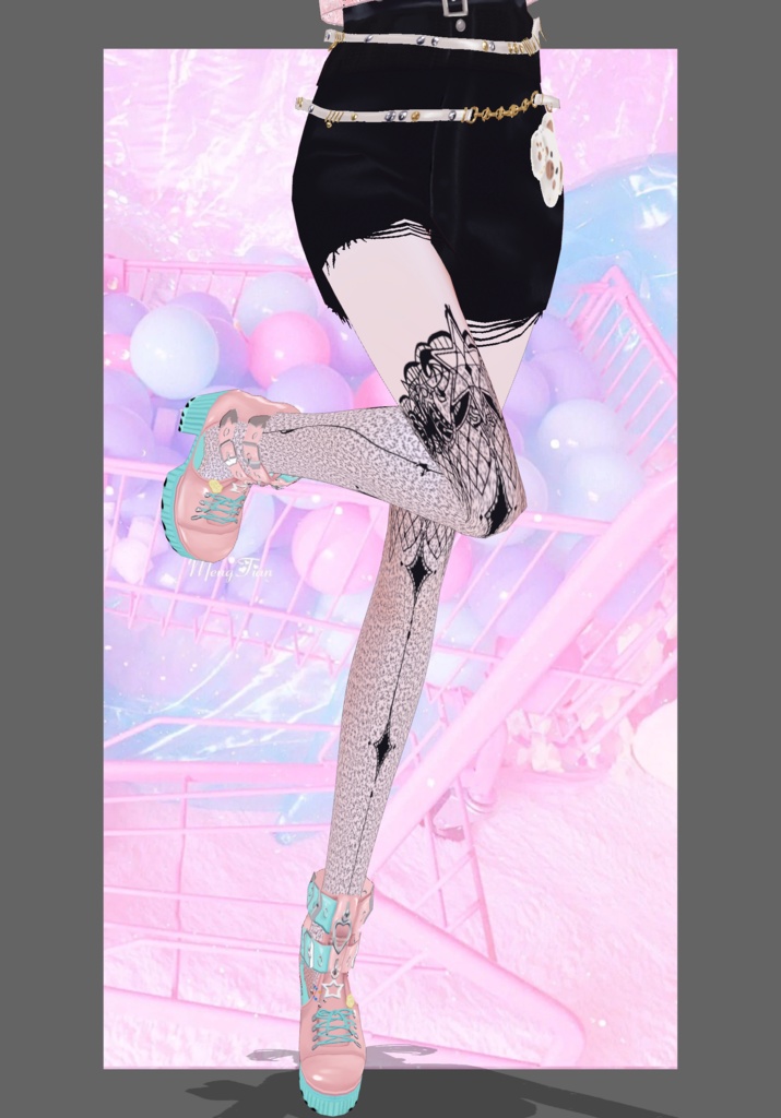 Pastel Pink Rose Lace Punkrock Set