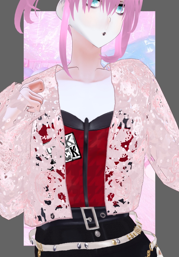 Pastel Pink Rose Lace Punkrock Set