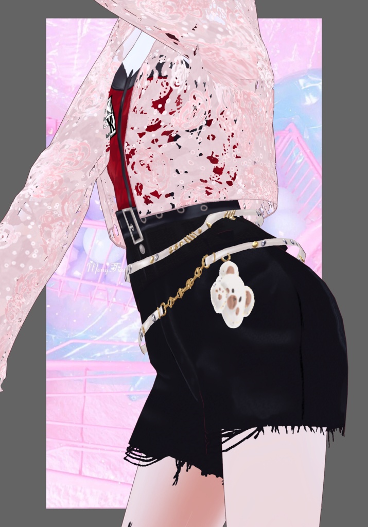 Pastel Pink Rose Lace Punkrock Set