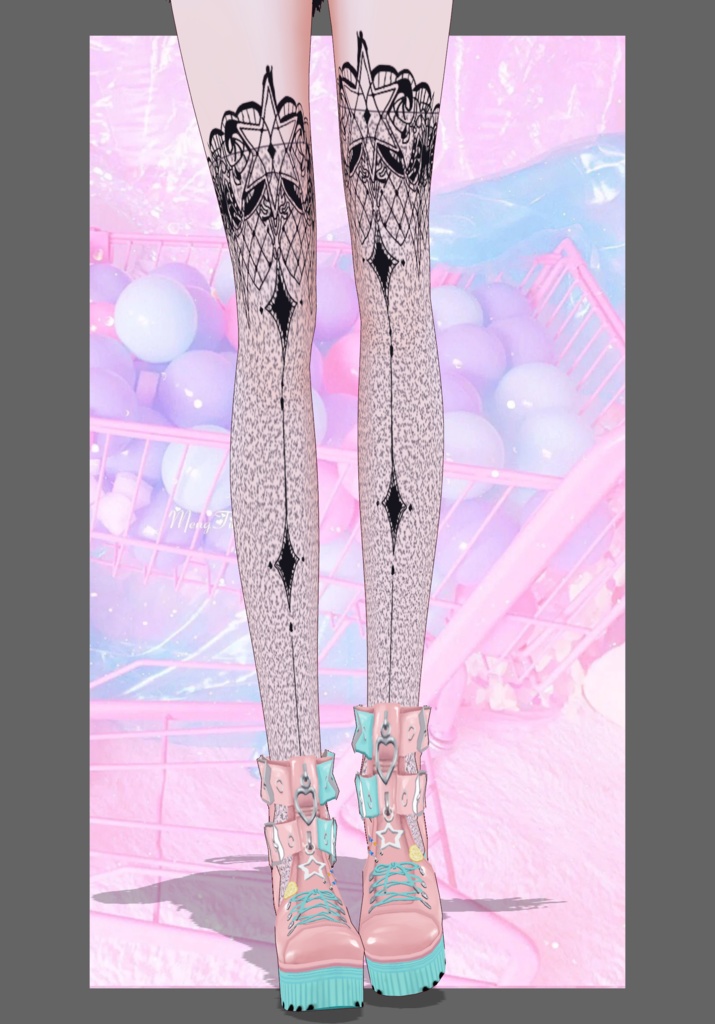 Pastel Pink Rose Lace Punkrock Set