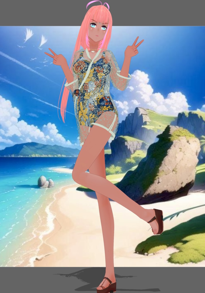 70s Floral OnePiece Swim Set