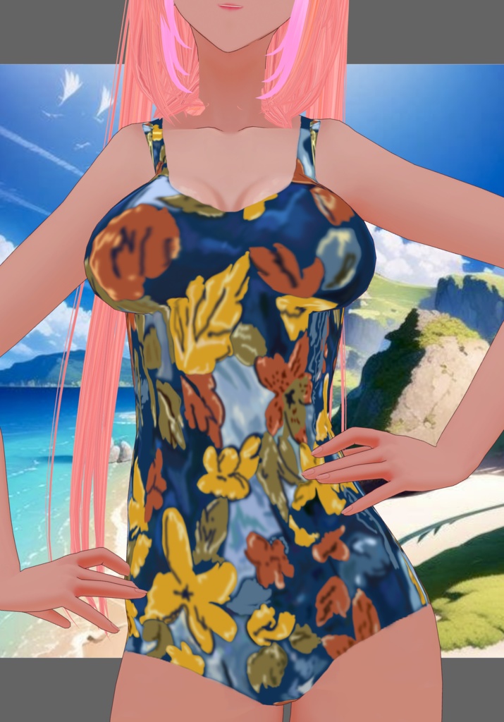 70s Floral OnePiece Swim Set