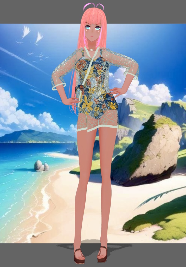 70s Floral OnePiece Swim Set