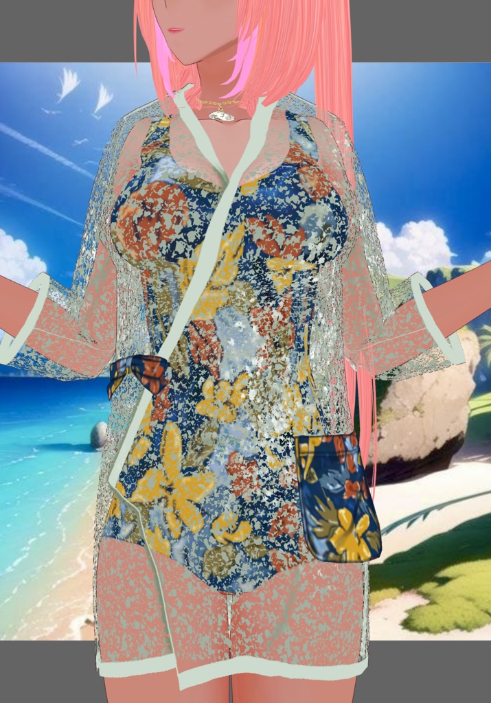 70s Floral OnePiece Swim Set
