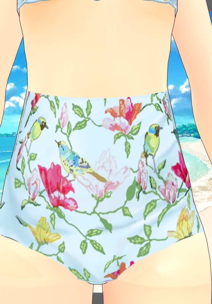 Blue/Pink Tropical High-waisted Bikini Set