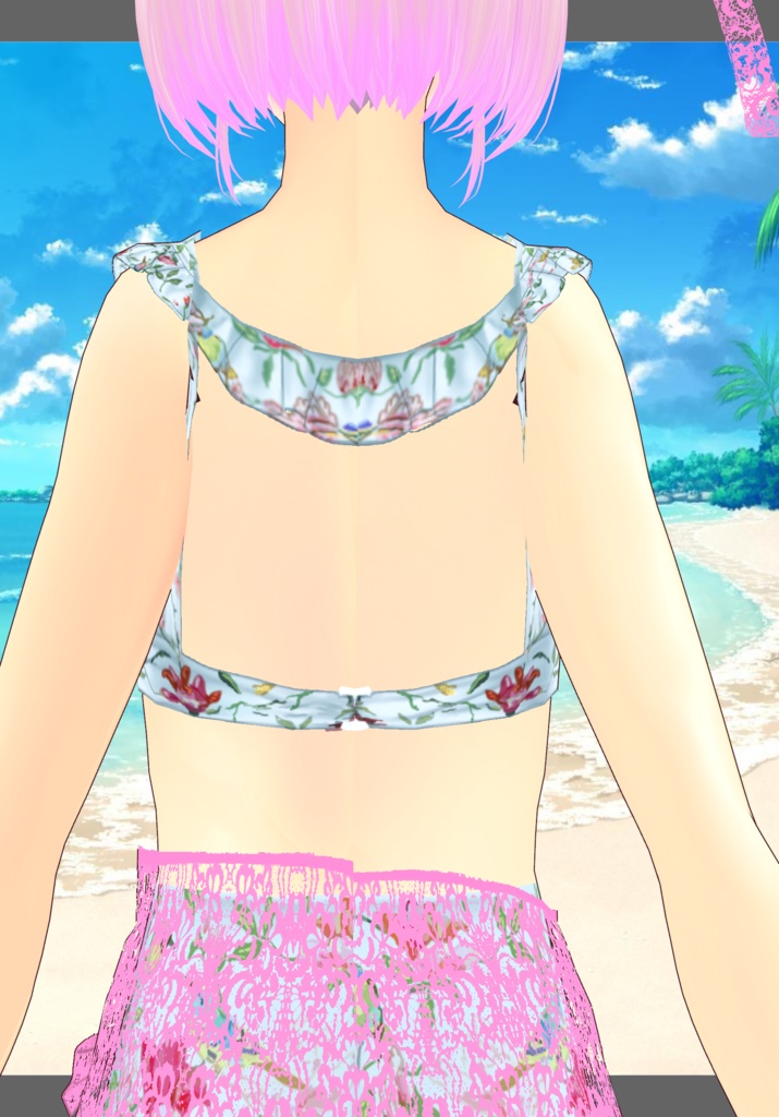 Blue/Pink Tropical High-waisted Bikini Set