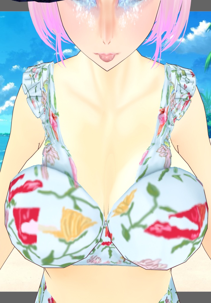 Blue/Pink Tropical High-waisted Bikini Set