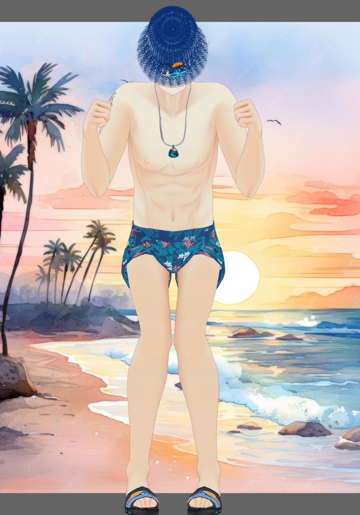 Blue PalmTree Swim Set