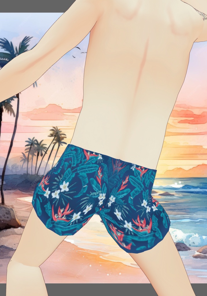 Blue PalmTree Swim Set