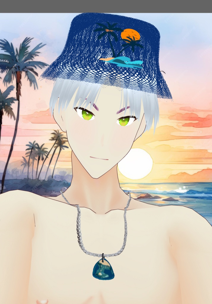 Blue PalmTree Swim Set