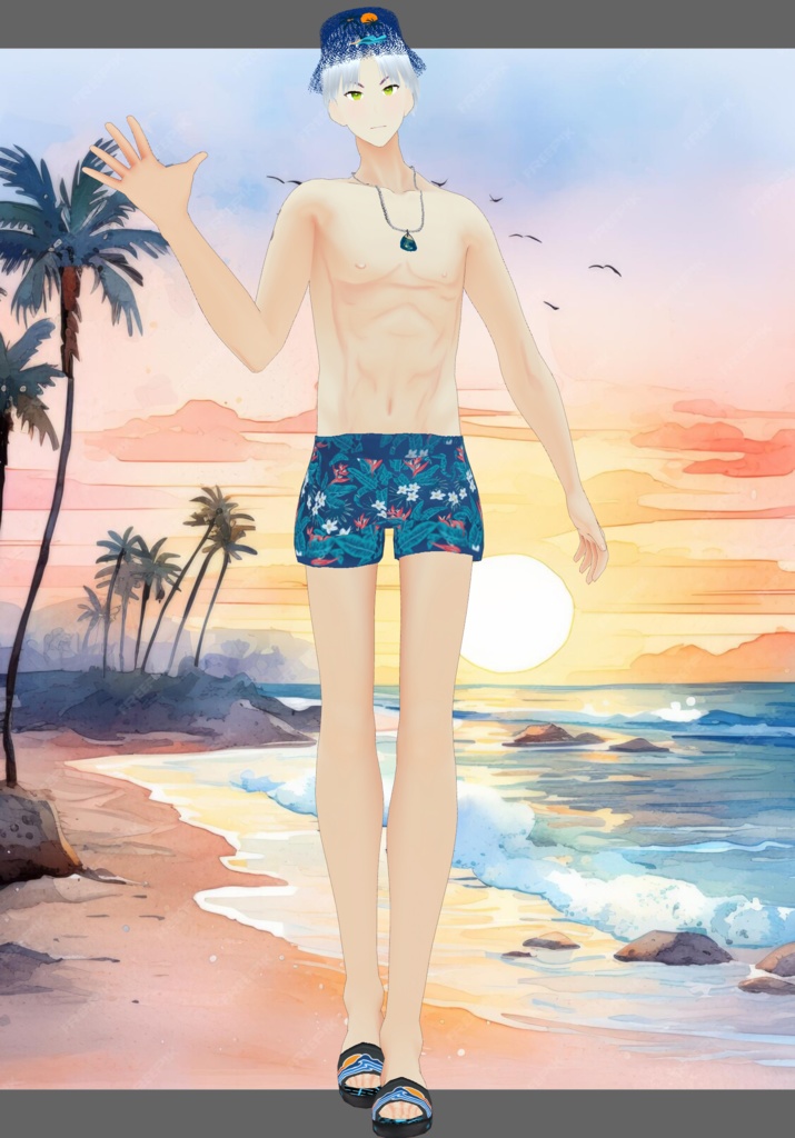 Blue PalmTree Swim Set