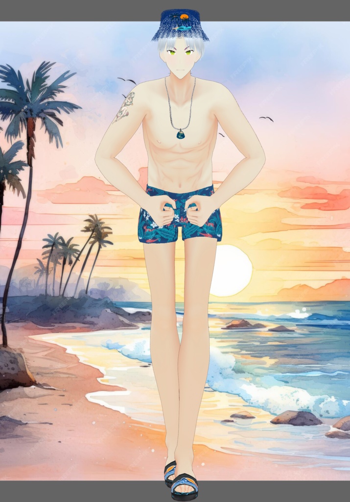 Blue PalmTree Swim Set