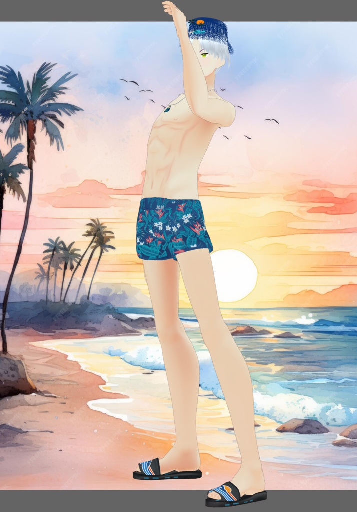 Blue PalmTree Swim Set