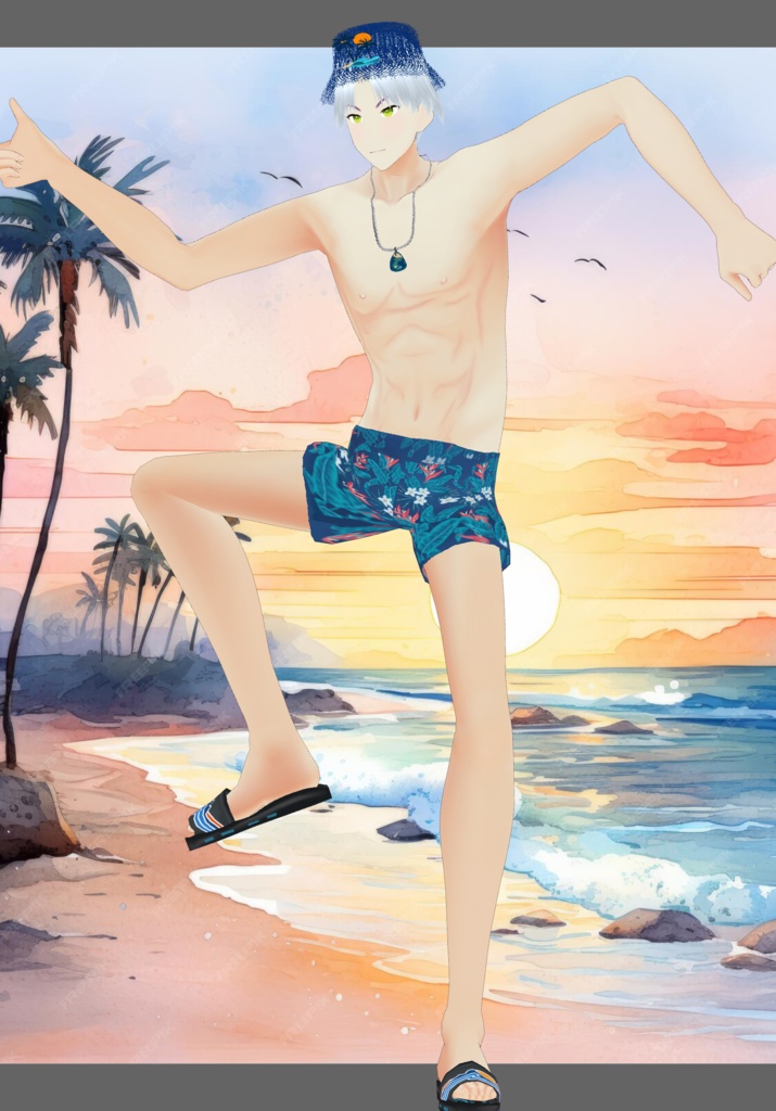 Blue PalmTree Swim Set