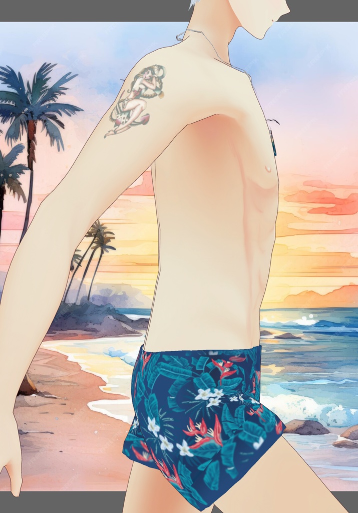 Blue PalmTree Swim Set