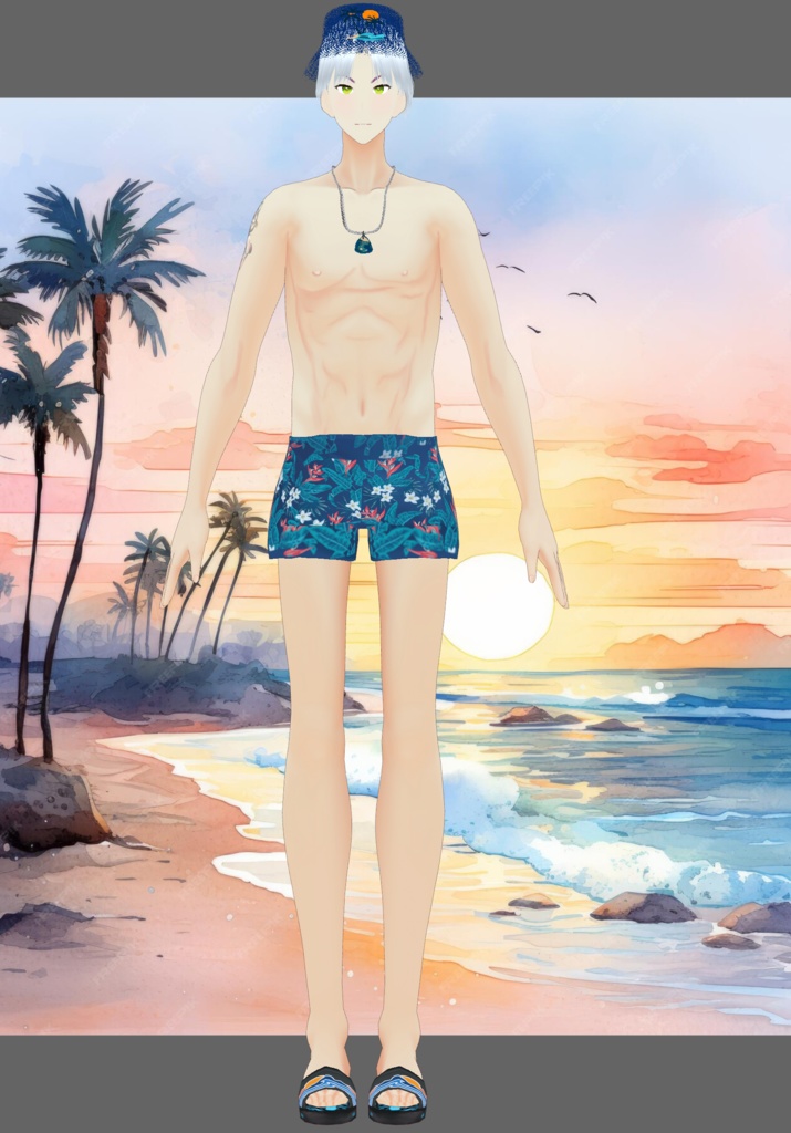 Blue PalmTree Swim Set