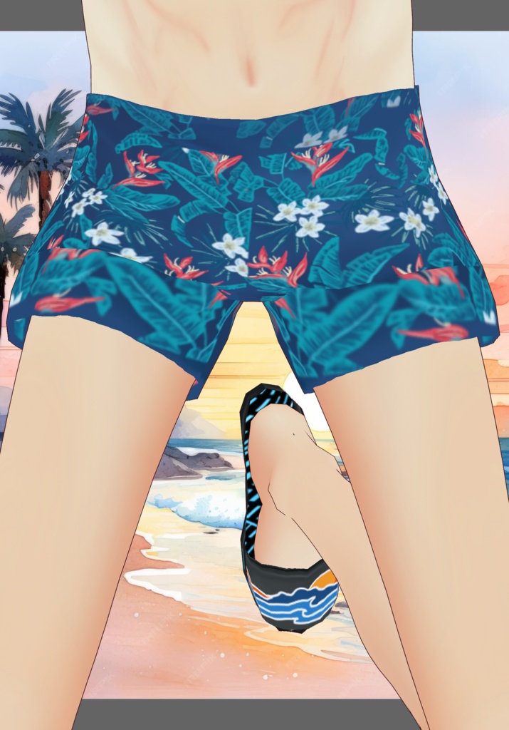 Blue PalmTree Swim Set