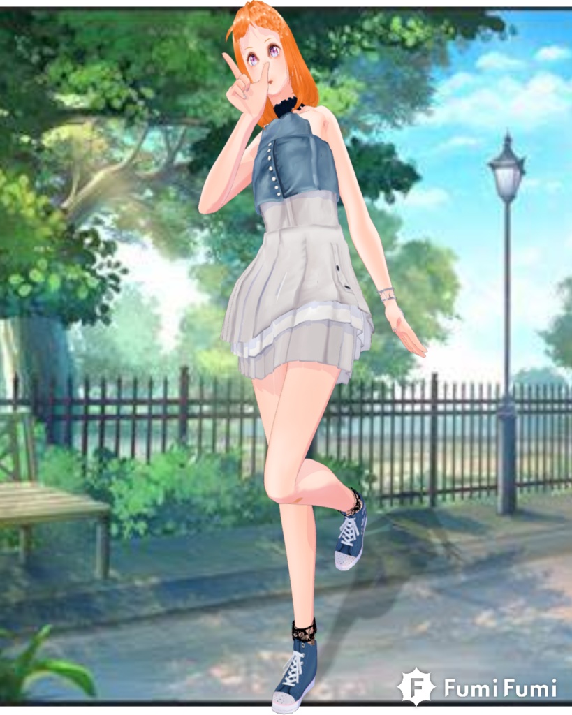 Cream Denim Bubble Tea Kawaii Set