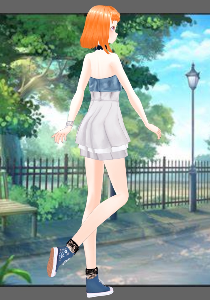 Cream Denim Bubble Tea Kawaii Set