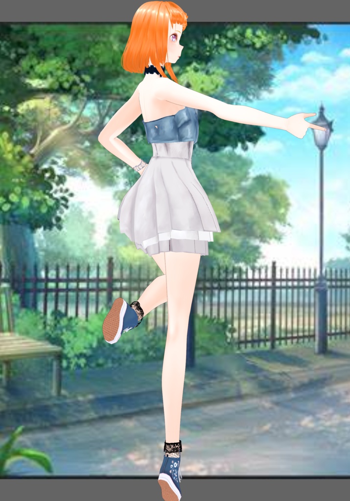 Cream Denim Bubble Tea Kawaii Set