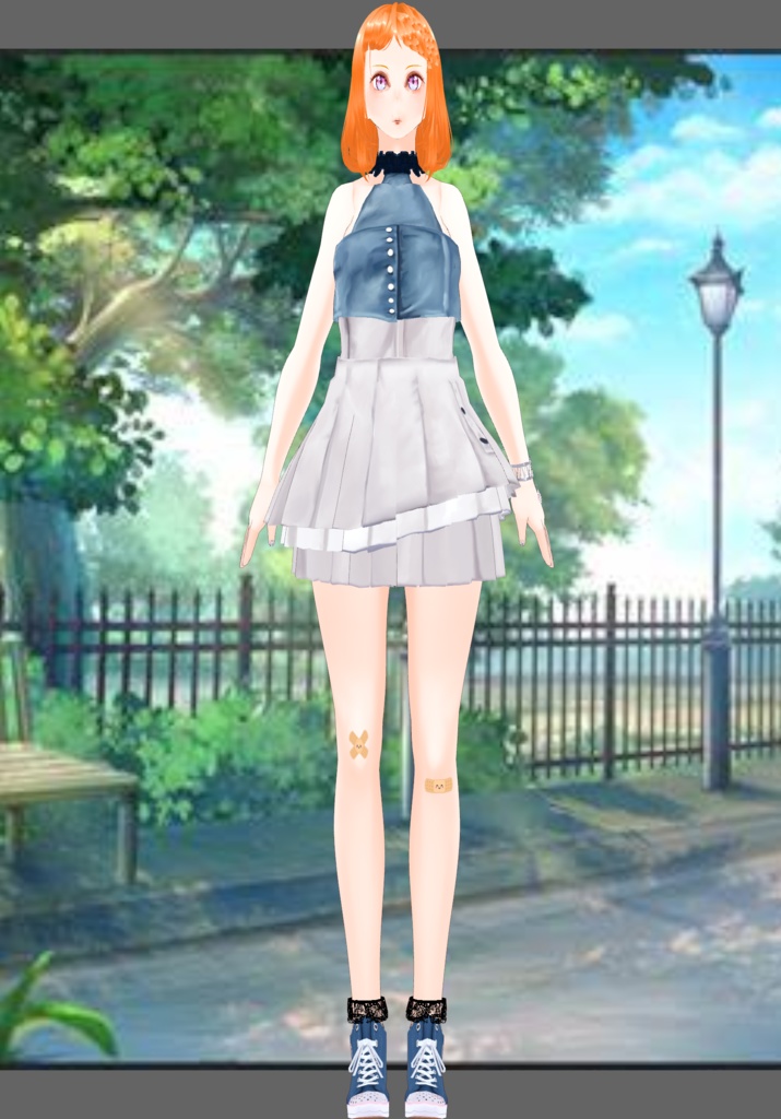 Cream Denim Bubble Tea Kawaii Set