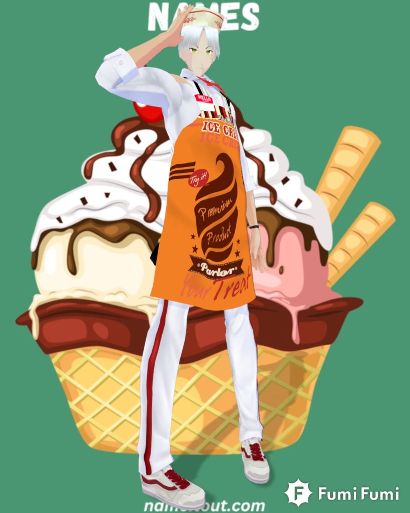 IceCream Parlor Work Uniform with 3Aprons