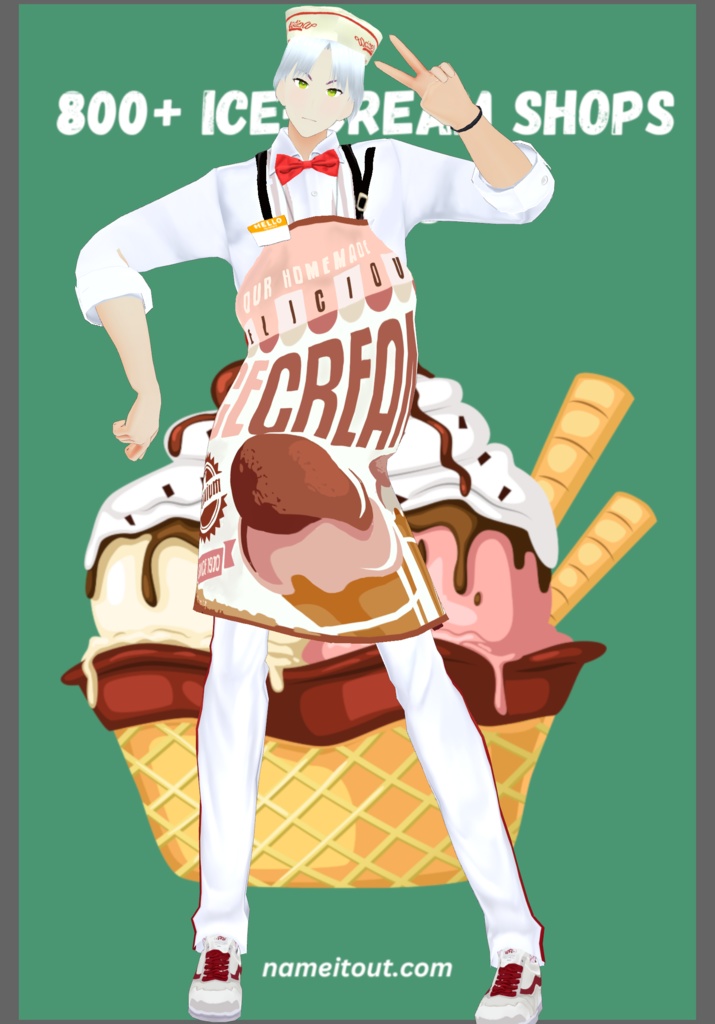 IceCream Parlor Work Uniform with 3Aprons
