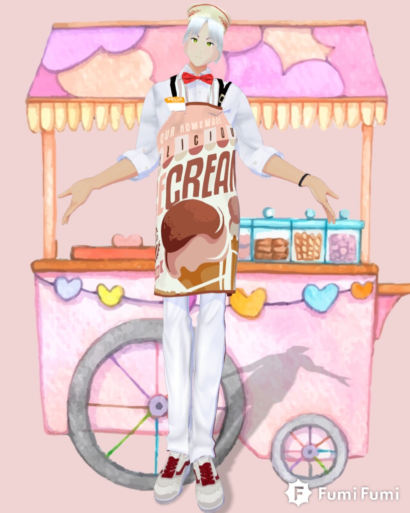 IceCream Parlor Work Uniform with 3Aprons