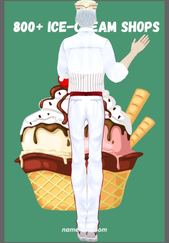 IceCream Parlor Work Uniform with 3Aprons