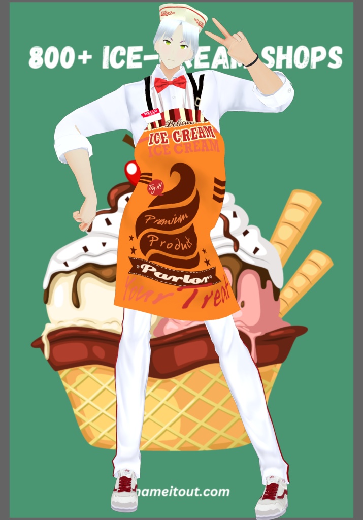 IceCream Parlor Work Uniform with 3Aprons