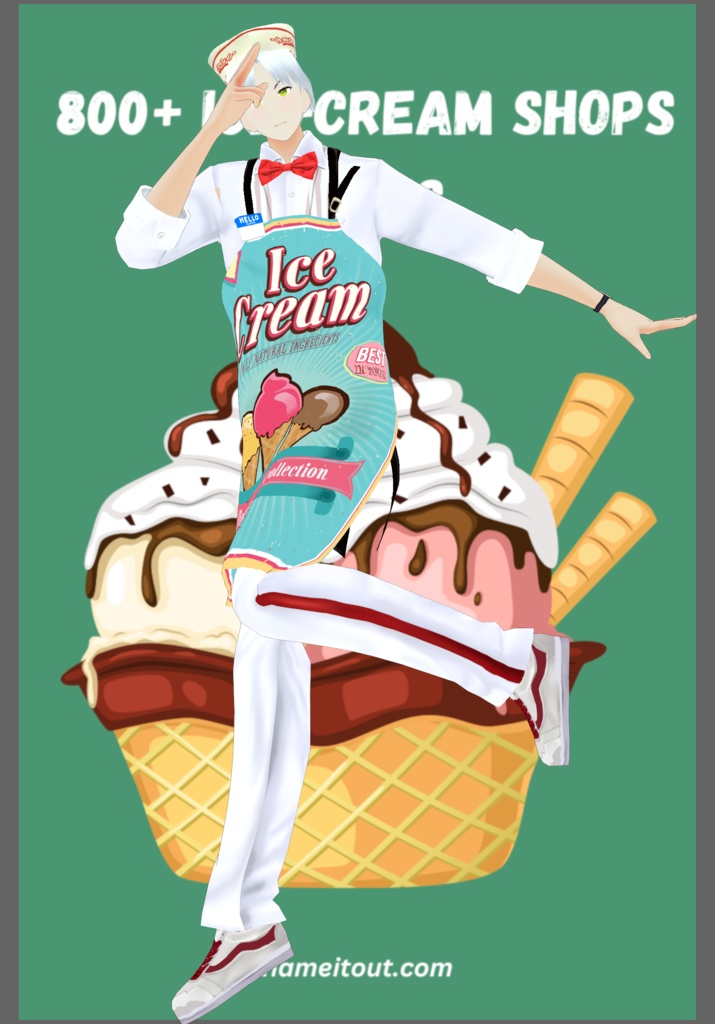 IceCream Parlor Work Uniform with 3Aprons