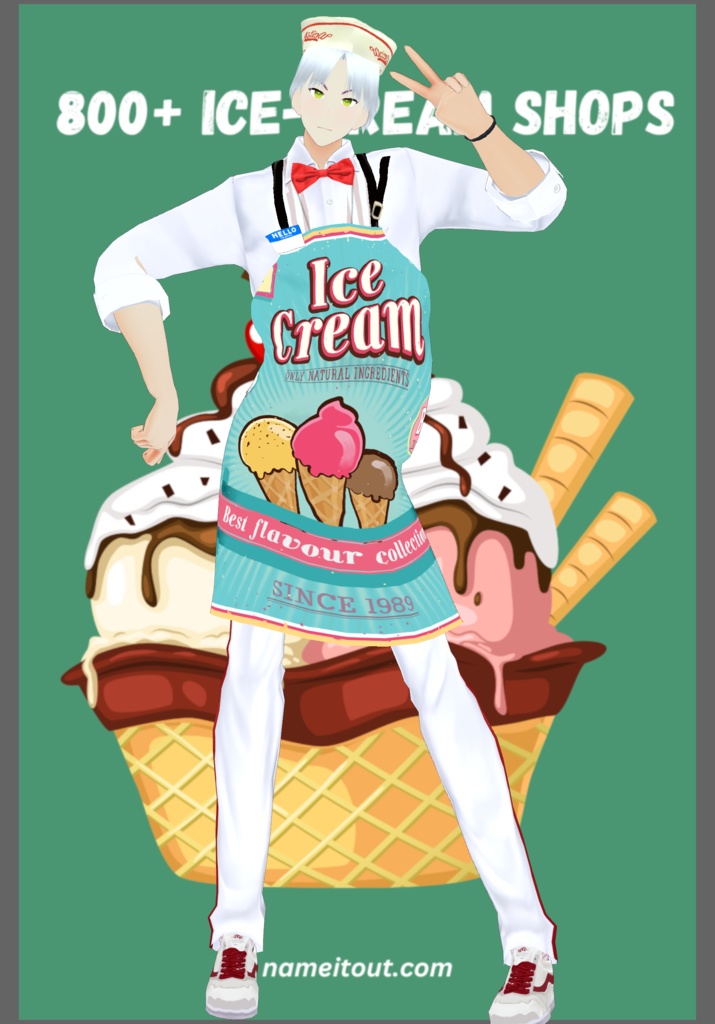 IceCream Parlor Work Uniform with 3Aprons