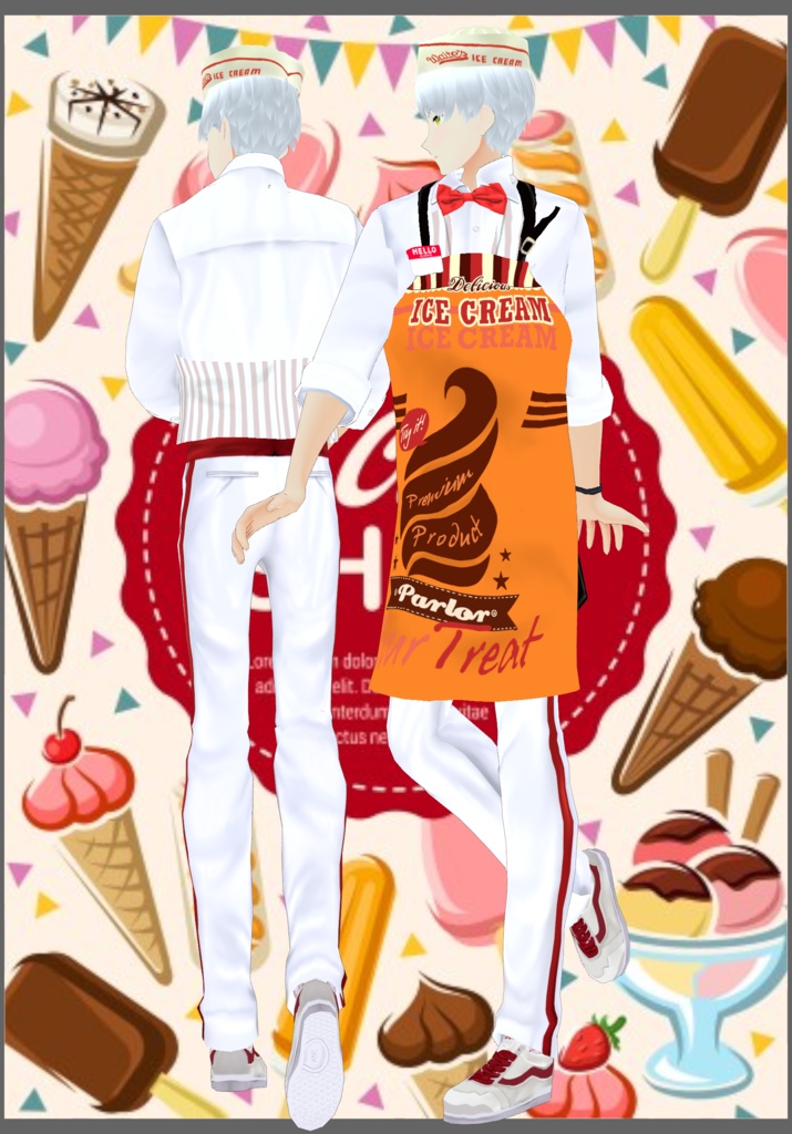 IceCream Parlor Work Uniform with 3Aprons