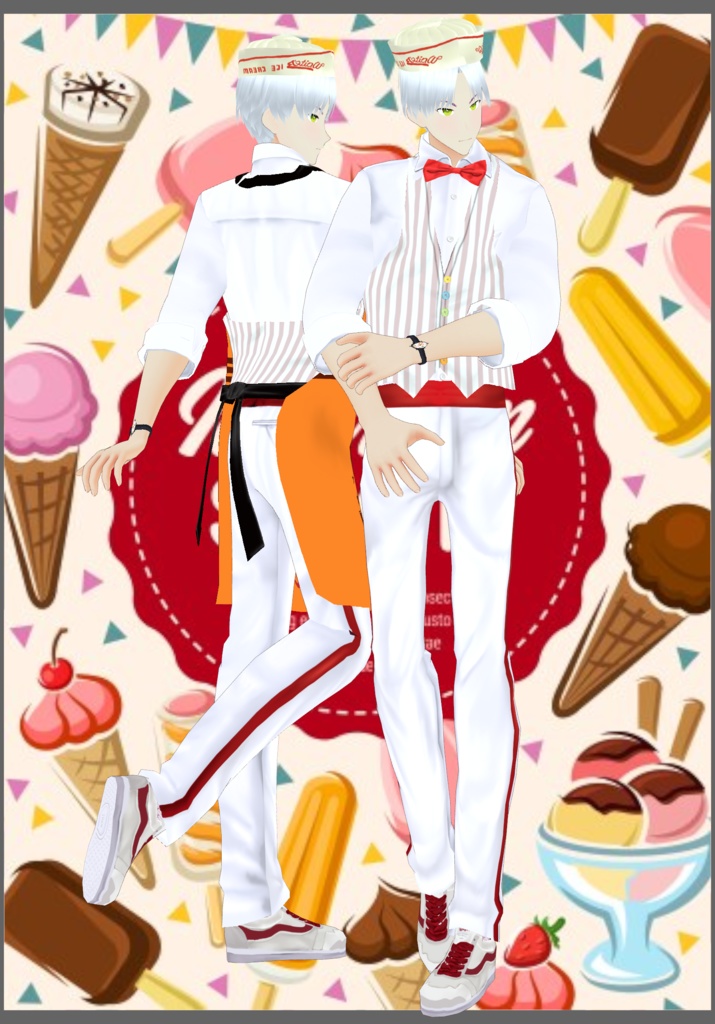 IceCream Parlor Work Uniform with 3Aprons