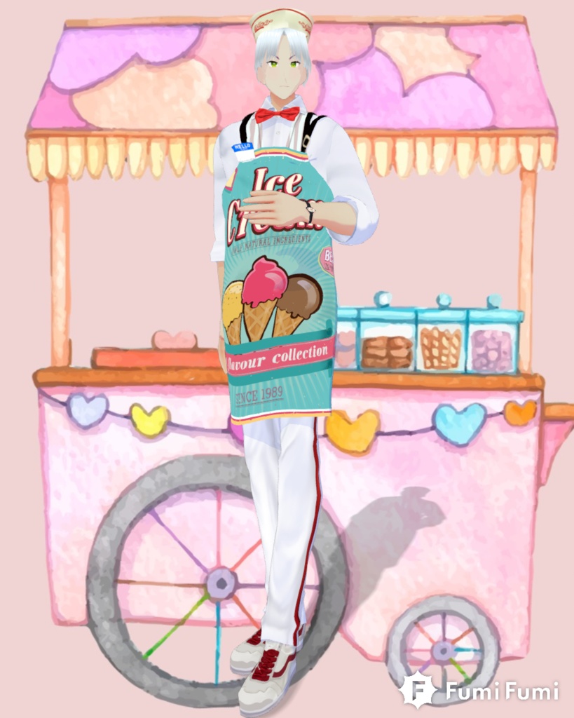 IceCream Parlor Work Uniform with 3Aprons