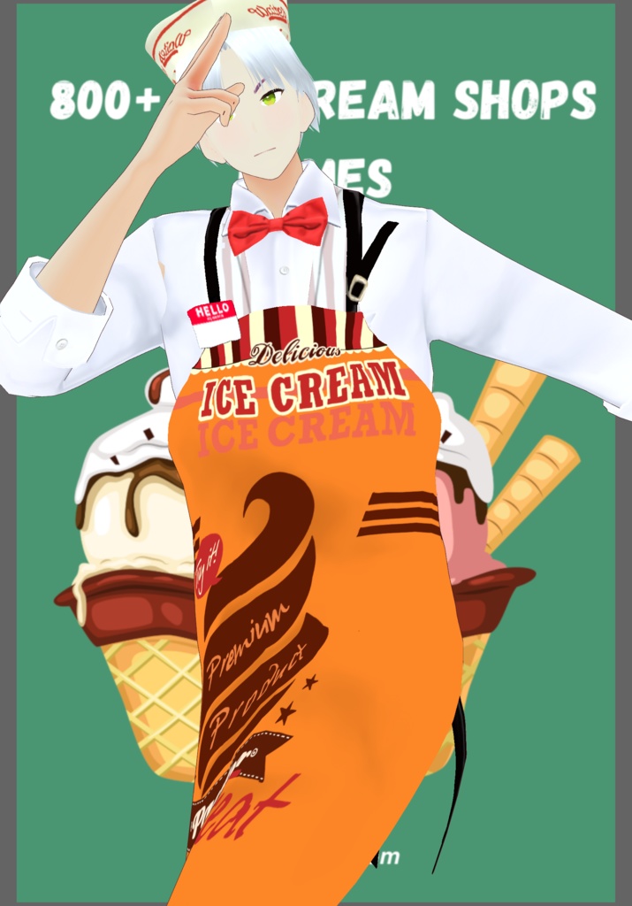 IceCream Parlor Work Uniform with 3Aprons