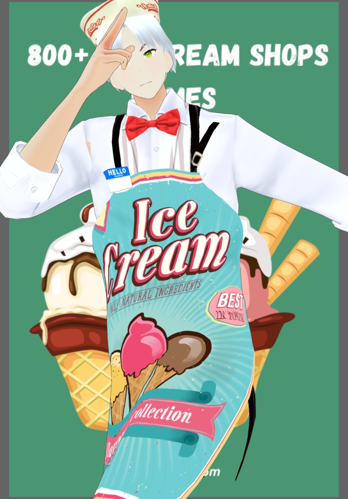 IceCream Parlor Work Uniform with 3Aprons